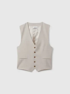 Reiss Stone Belmont W Tailored-Fit Single-Breasted Waistcoat