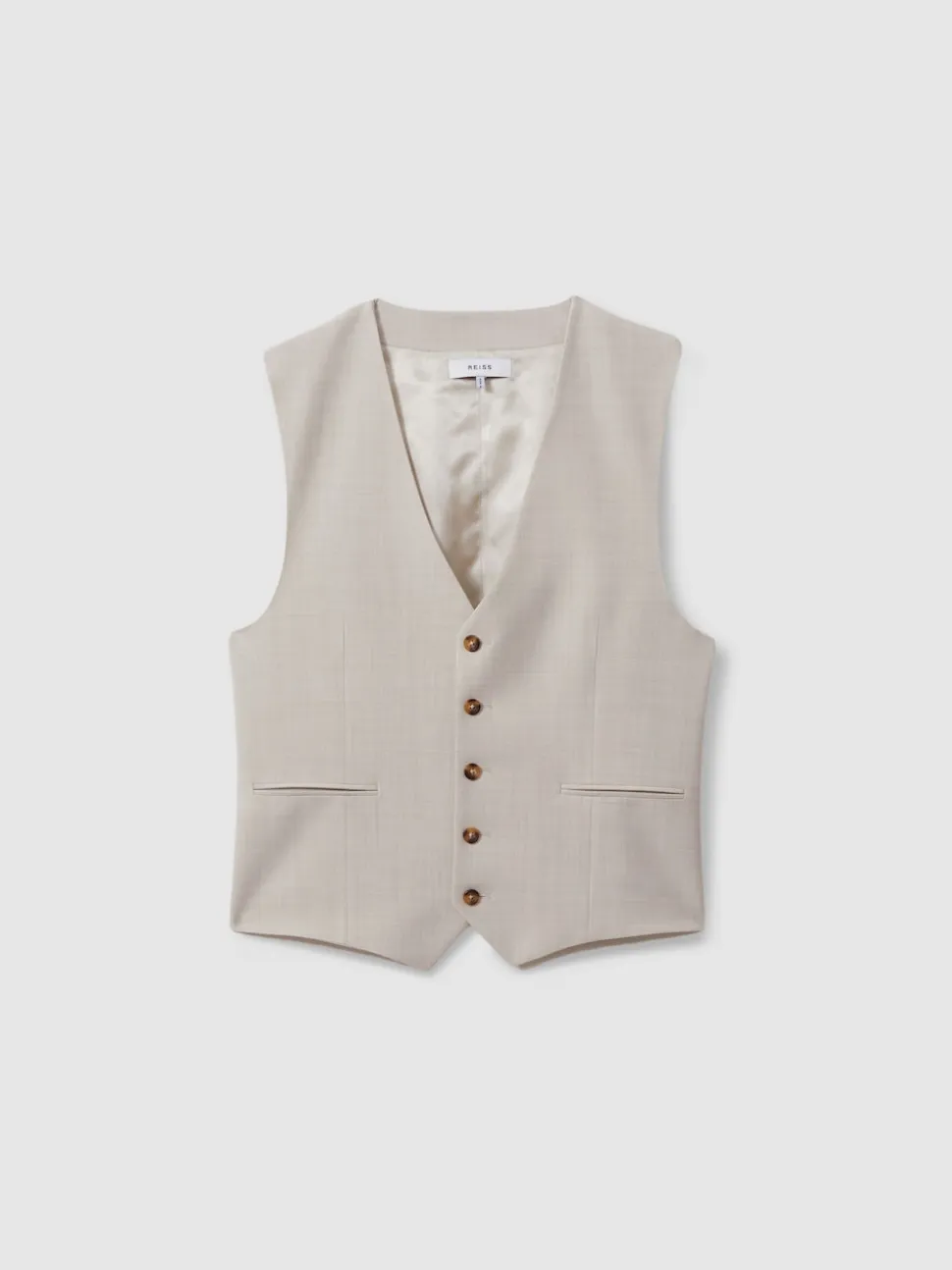 Reiss Stone Belmont W Tailored-Fit Single-Breasted Waistcoat