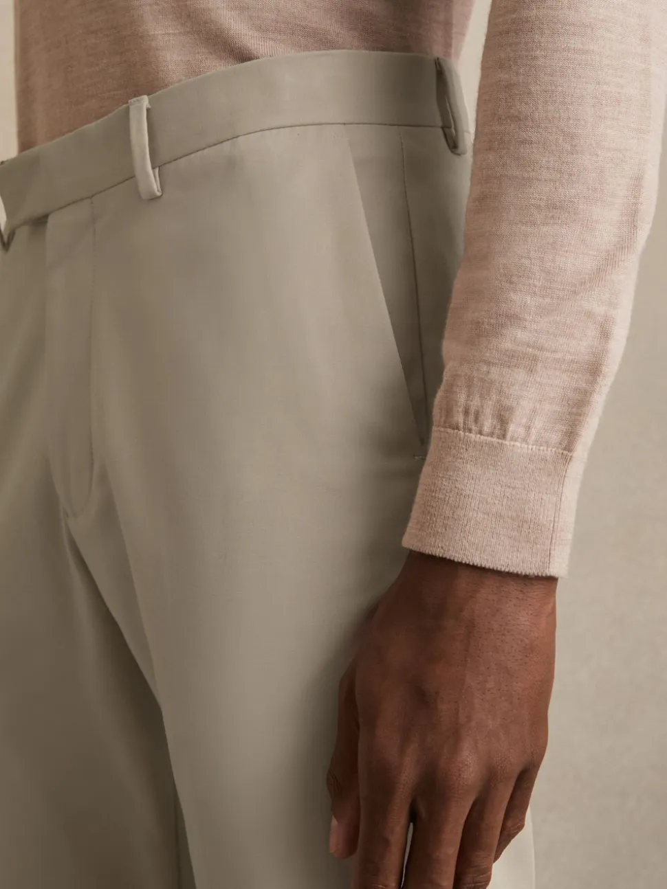 Reiss Stone Eastbury Slim Fit Cotton Blend Chinos