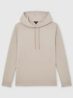 Reiss Stone Fabien Premium Interlock-Jersey Hoodie