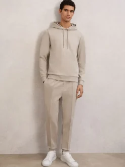 Reiss Stone Fabien Premium Interlock-Jersey Hoodie