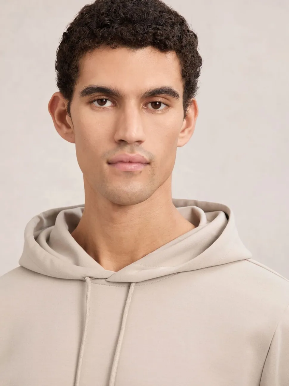 Reiss Stone Fabien Premium Interlock-Jersey Hoodie