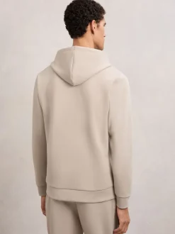 Reiss Stone Fabien Premium Interlock-Jersey Hoodie