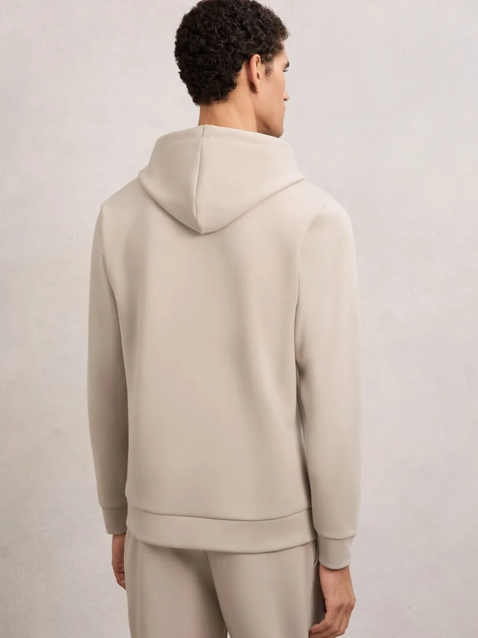 Reiss Stone Fabien Premium Interlock-Jersey Hoodie