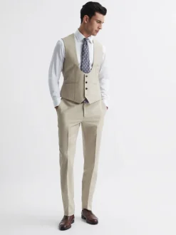Reiss Stone Fine Horse Shoe Wool Slim Fit Waistcoat