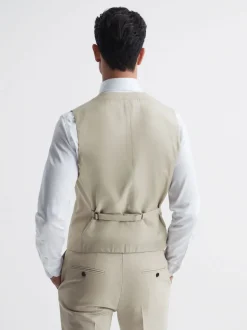Reiss Stone Fine Horse Shoe Wool Slim Fit Waistcoat
