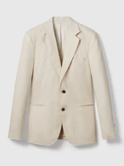 Reiss Stone Kin Single Breasted Linen Blazer Tailored-Fit