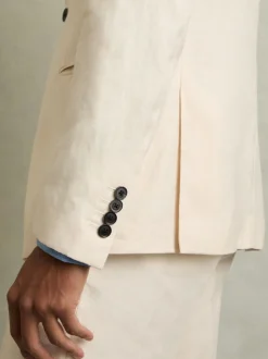 Reiss Stone Kin Single Breasted Linen Blazer Tailored-Fit