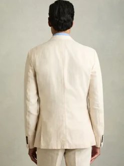 Reiss Stone Kin Single Breasted Linen Blazer Tailored-Fit