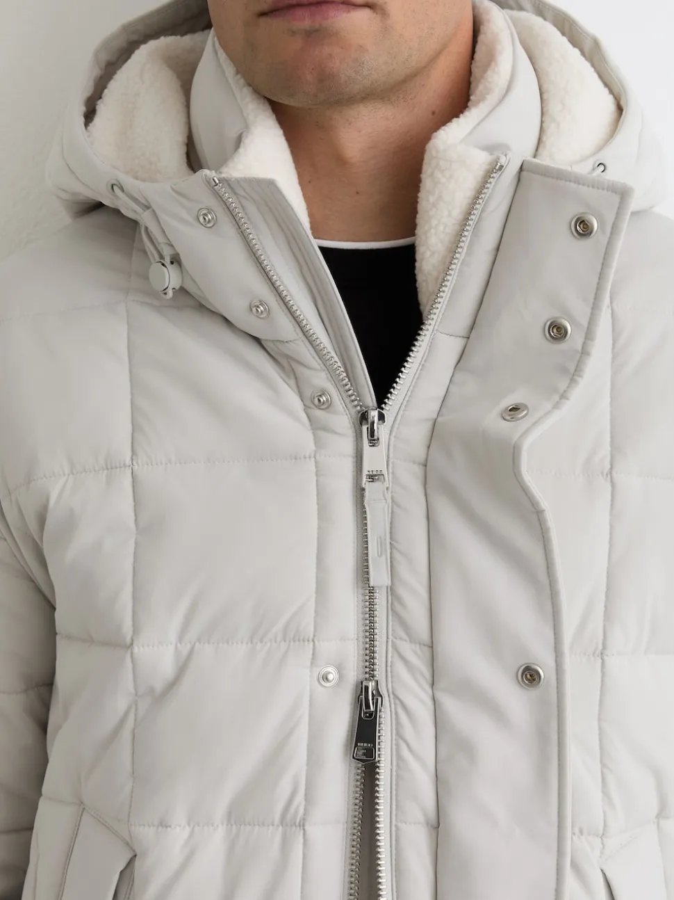 Reiss Stone Klause Fleece-Lined Hooded Puffer Jacket