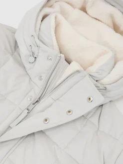 Reiss Stone Klause Fleece-Lined Hooded Puffer Jacket