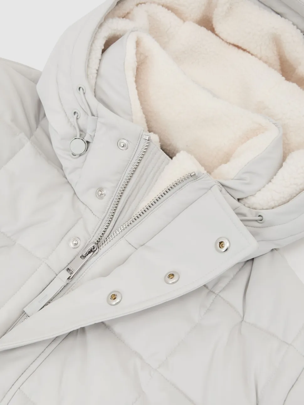 Reiss Stone Klause Fleece-Lined Hooded Puffer Jacket