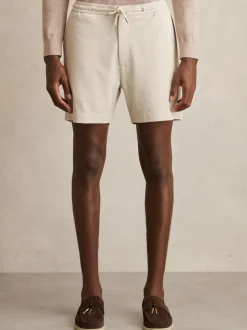 Reiss Stone Newmark Textured Drawstring Shorts