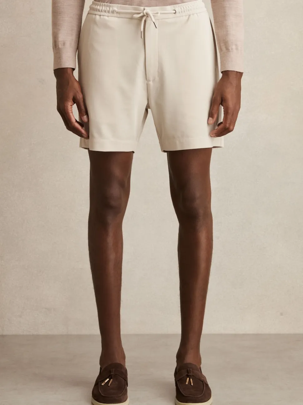 Reiss Stone Newmark Textured Drawstring Shorts