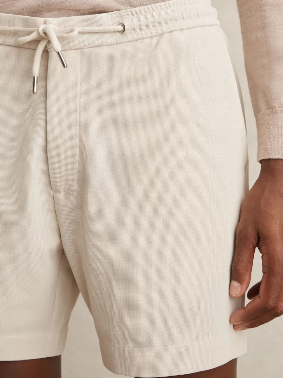 Reiss Stone Newmark Textured Drawstring Shorts