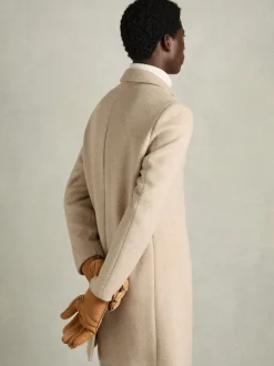 Reiss Tan Agon Suede Shearling Gloves