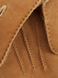Reiss Tan Agon Suede Shearling Gloves