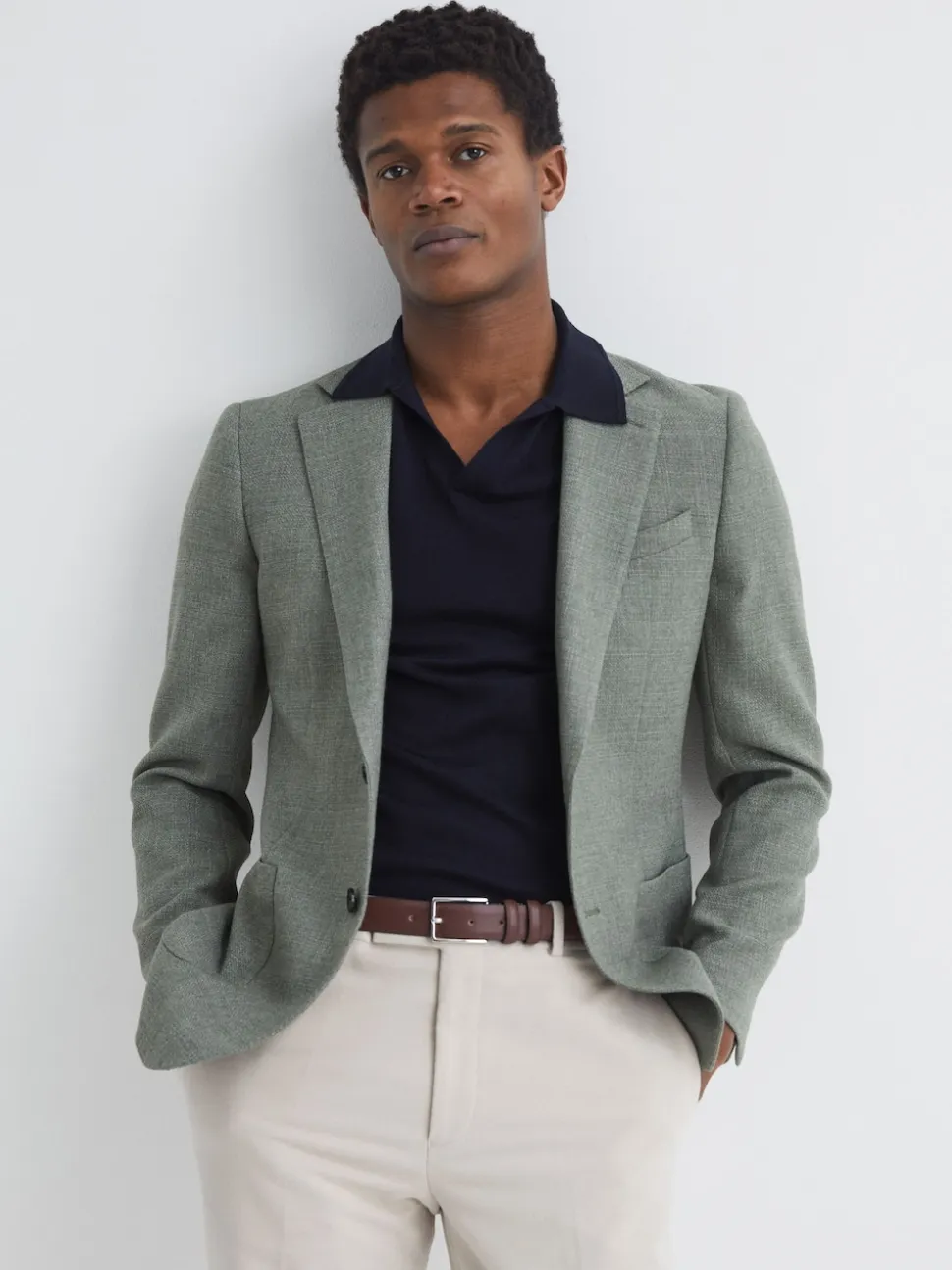 Reiss Tan Dante Smooth Leather Belt