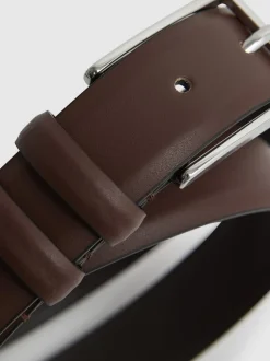 Reiss Tan Dante Smooth Leather Belt