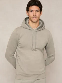 Reiss Taupe Fabien Premium Interlock-Jersey Hoodie