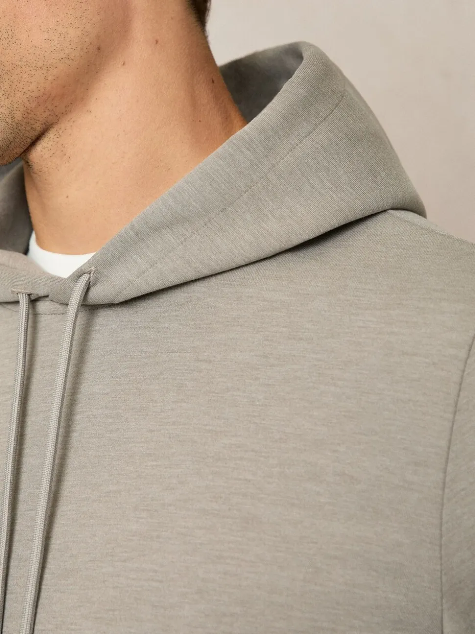 Reiss Taupe Fabien Premium Interlock-Jersey Hoodie