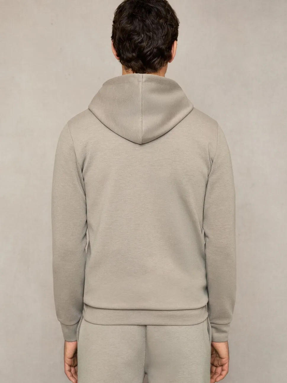 Reiss Taupe Fabien Premium Interlock-Jersey Hoodie