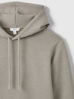 Reiss Taupe Fabien Premium Interlock-Jersey Hoodie