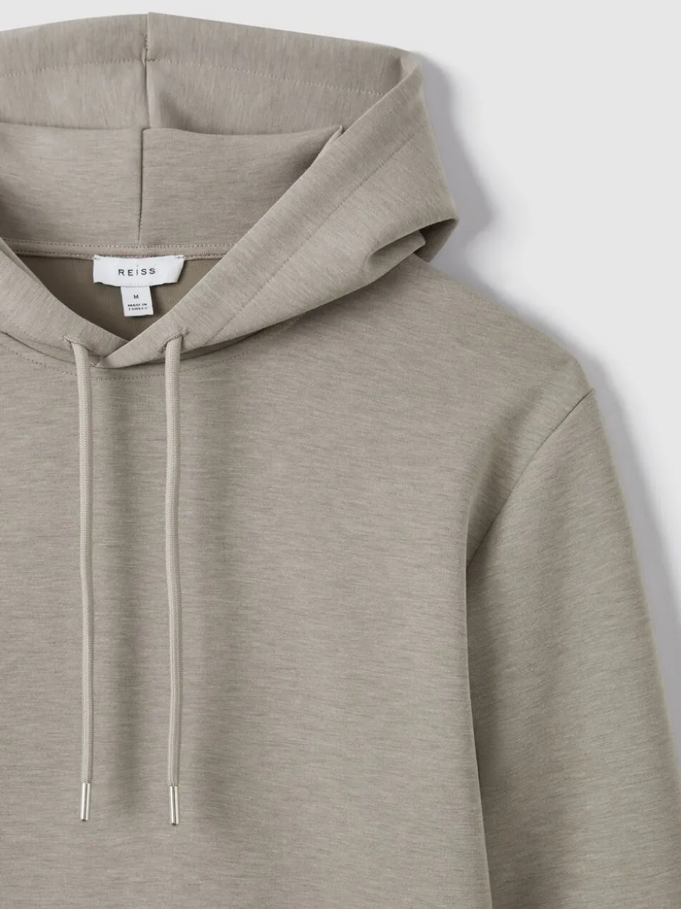 Reiss Taupe Fabien Premium Interlock-Jersey Hoodie