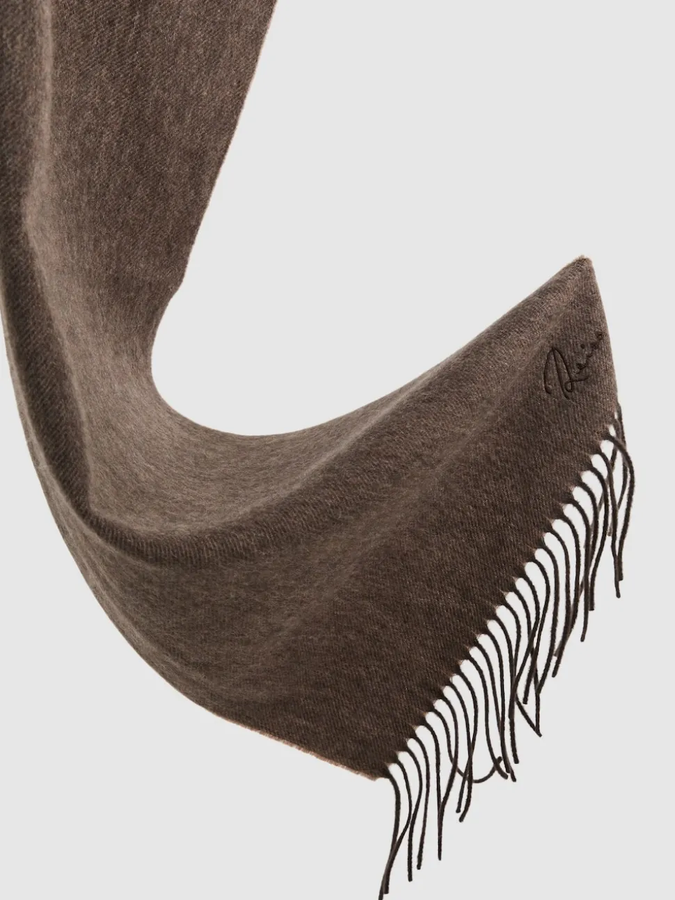 Reiss Taupe Picton Wool and Cashmere Scarf