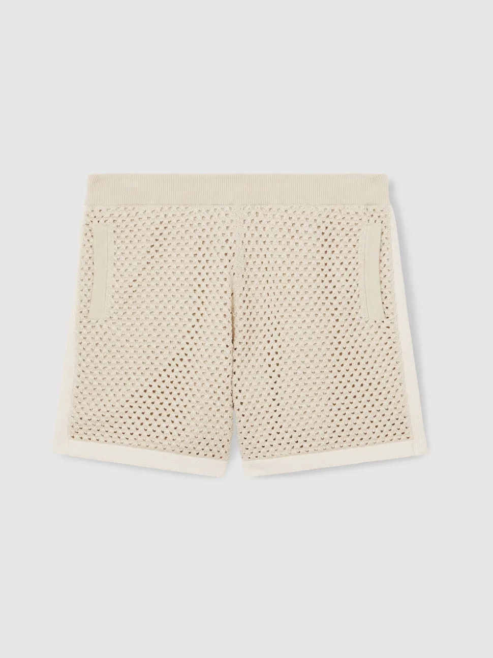 Reiss Taupe/Off White Butler Cotton-Blend Crochet Shorts