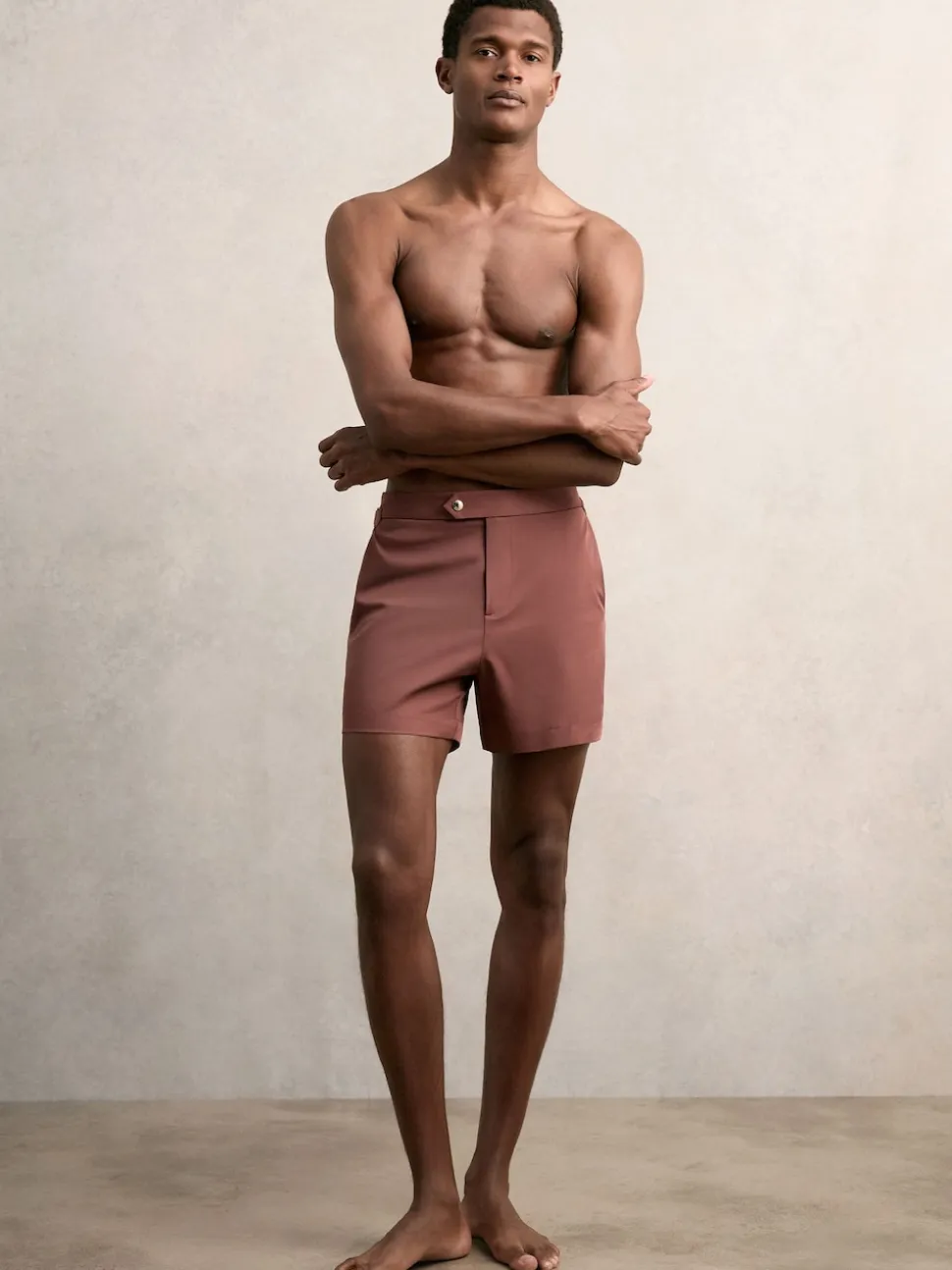 Reiss Terracotta Brown Sun Side-Adjuster Swim Shorts