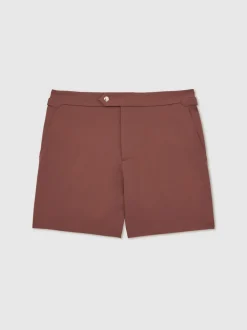Reiss Terracotta Brown Sun Side-Adjuster Swim Shorts