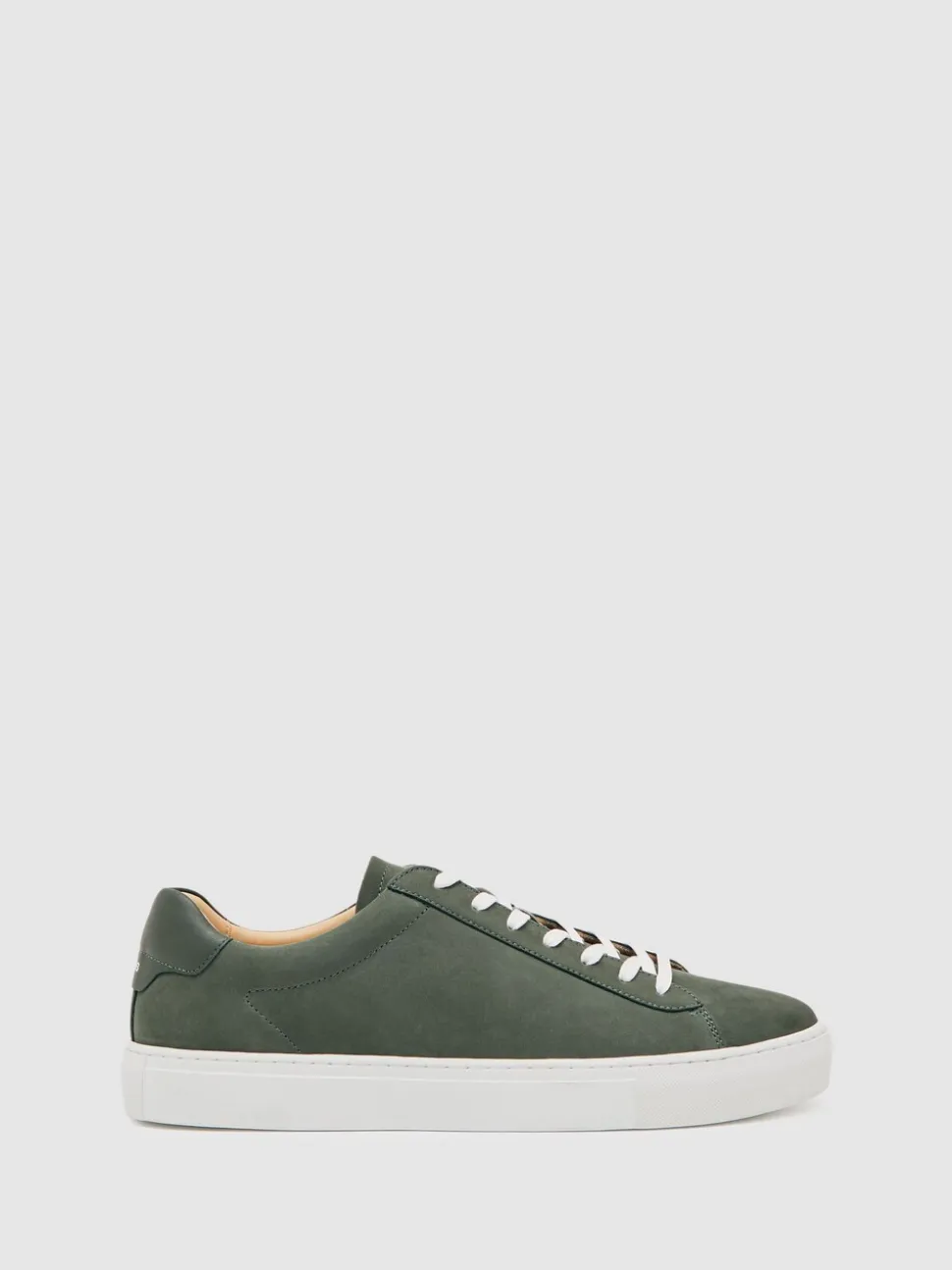 Reiss Thyme Green Finley Nubuck Nubuck Leather Lace-Up Trainers
