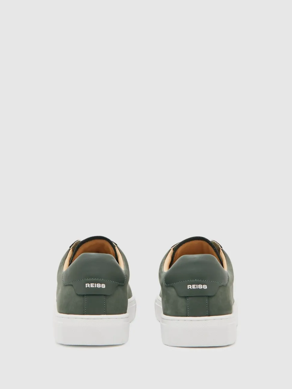 Reiss Thyme Green Finley Nubuck Nubuck Leather Lace-Up Trainers