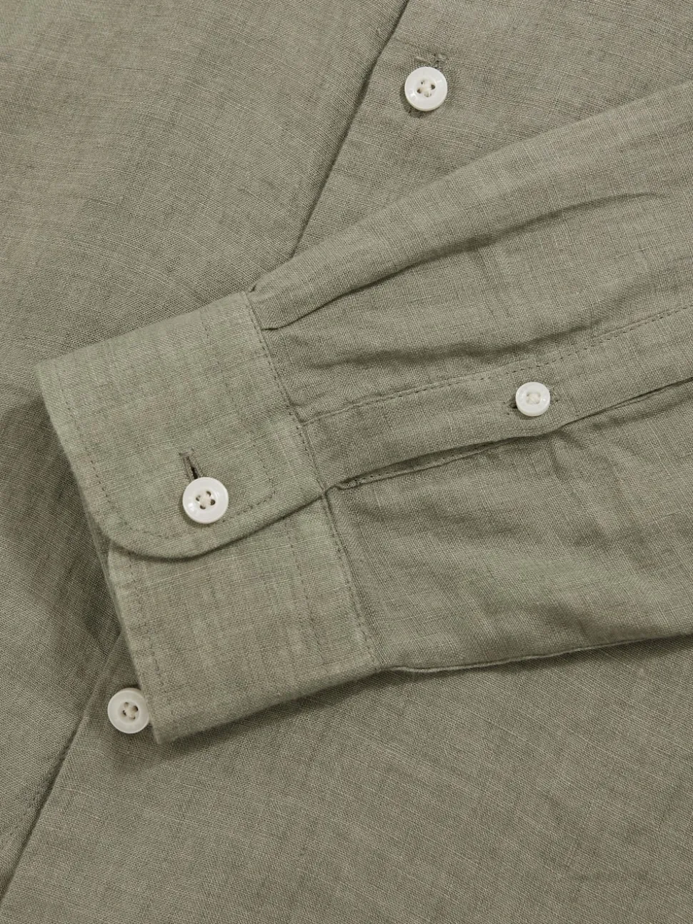 Reiss Thyme Green Ruban Linen Cutaway-Collar Regular-Fit Shirt