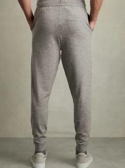 Reiss Warm Grey Melange Billings Merino-Blend Stretch Joggers