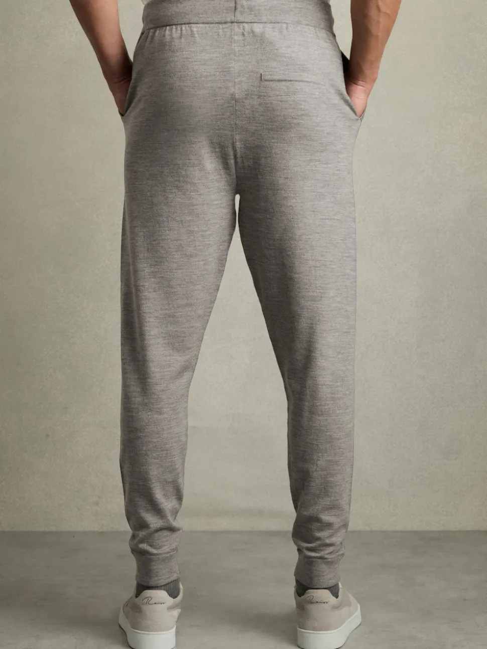 Reiss Warm Grey Melange Billings Merino-Blend Stretch Joggers
