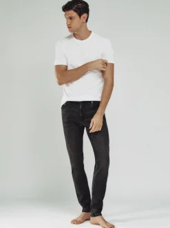 Reiss Washed Black Maddison Tapered Slim-Fit Jeans