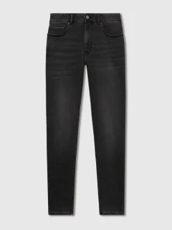 Reiss Washed Black Maddison Tapered Slim-Fit Jeans