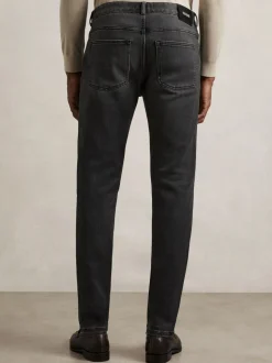 Reiss Washed Black Maddison Tapered Slim-Fit Jeans