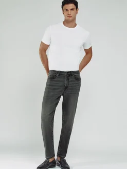 Reiss Washed Black Rathbone Relaxed-Fit Cropped Jeans