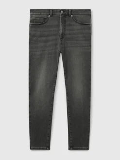 Reiss Washed Black Rathbone Relaxed-Fit Cropped Jeans