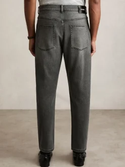 Reiss Washed Black Rathbone Relaxed-Fit Cropped Jeans