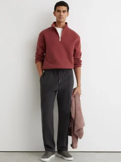 Reiss Washed Black Zeno Cotton-Blend Washed Drawstring Joggers