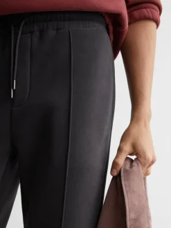 Reiss Washed Black Zeno Cotton-Blend Washed Drawstring Joggers