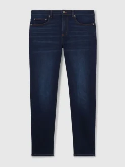Reiss Washed Dark Indigo Bleaker Skinny-Fit Jeans