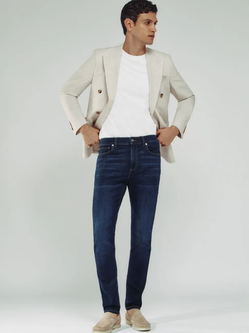 Reiss Washed Dark Indigo Bleaker Skinny-Fit Jeans