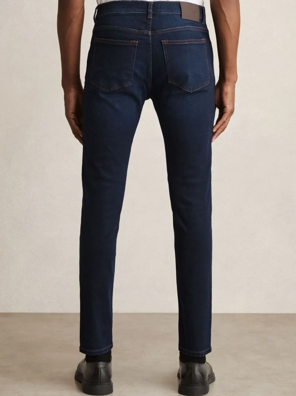 Reiss Washed Dark Indigo Bleaker Skinny-Fit Jeans