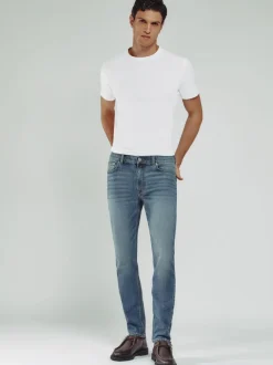 Reiss Washed Indigo Green Cast Picton Cotton-Stretch Slim-Fit Jeans