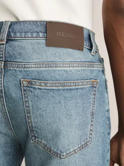 Reiss Washed Indigo Green Cast Picton Cotton-Stretch Slim-Fit Jeans